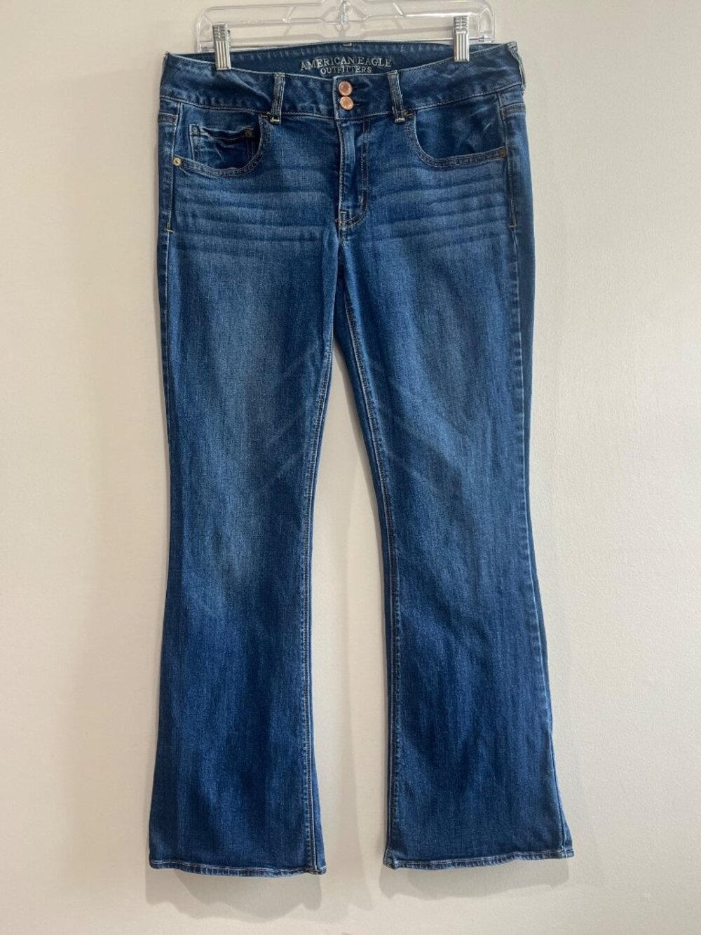 American Eagle Artist Stretch Flare Low Rise Jeans Womens 12  Y2K Boho